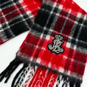Lauren Ralph Lauren Red, Black, White Plaid Wool Blend Scarf‎ Crystal LRL NWOT